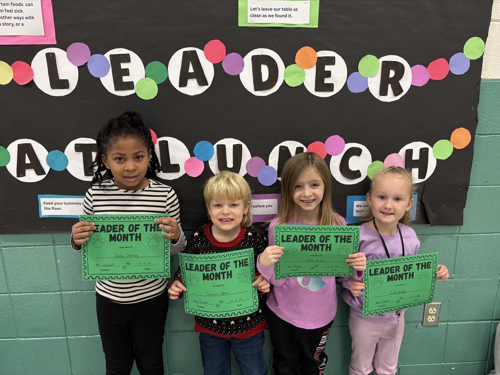 Kindergarten students with their Leader of the Month Awards