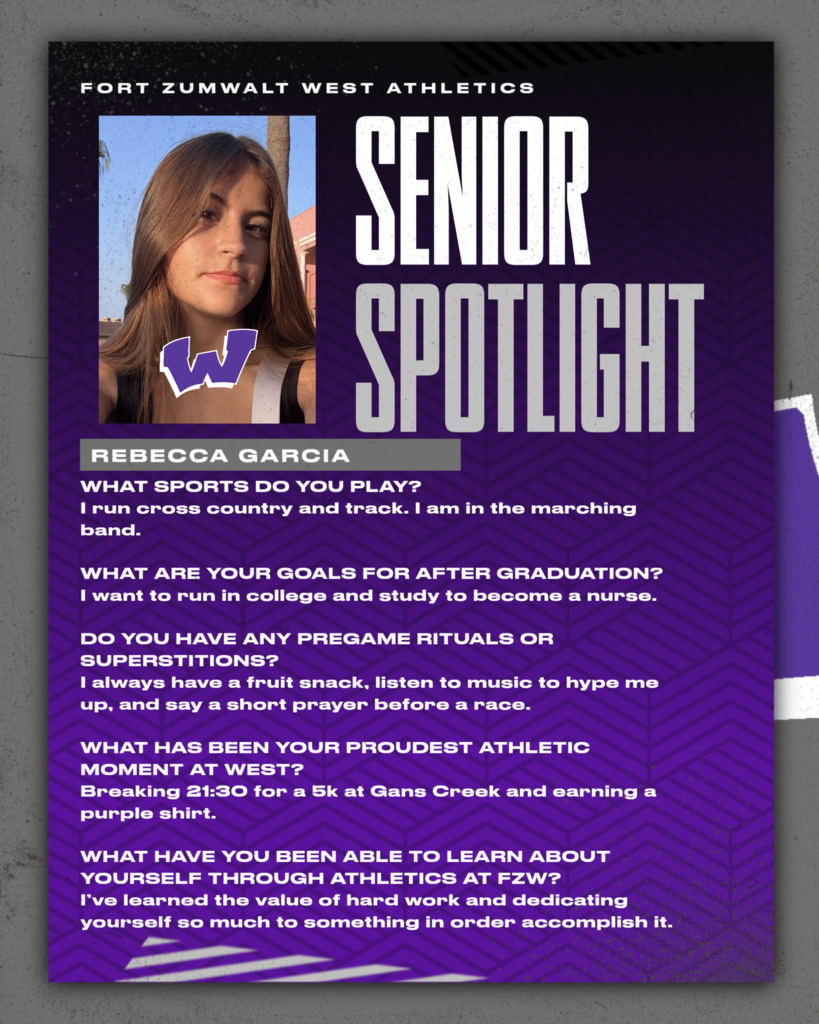 Each Friday of a full week for the remainder of the school year, the Zumwalt West school community will recognize the accomplishments and wisdom of our seniors. In May, as graduation approaches, there will be a Senior Spotlight each school day.