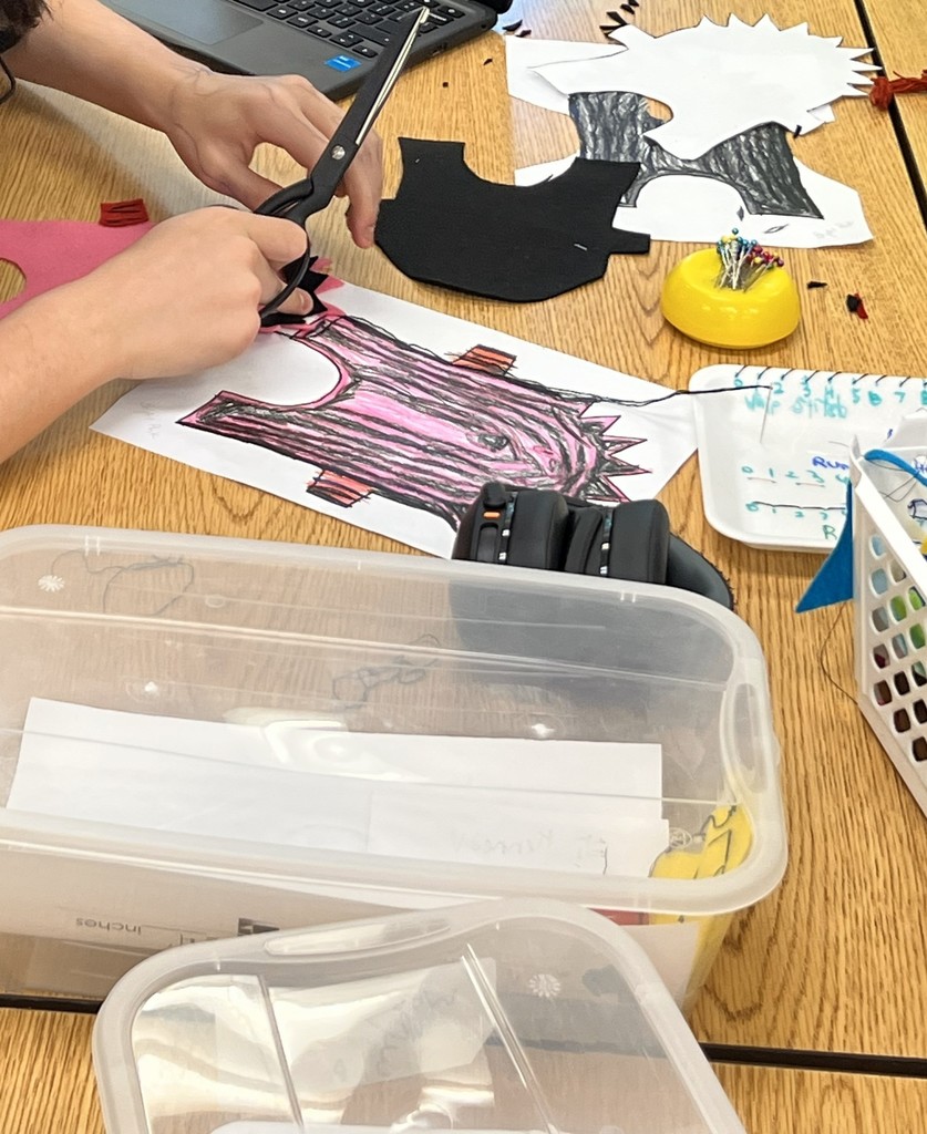 8th grade FACS students are hard at work using their hand sewing skills to make PSE kindergartners monsters come to life! 