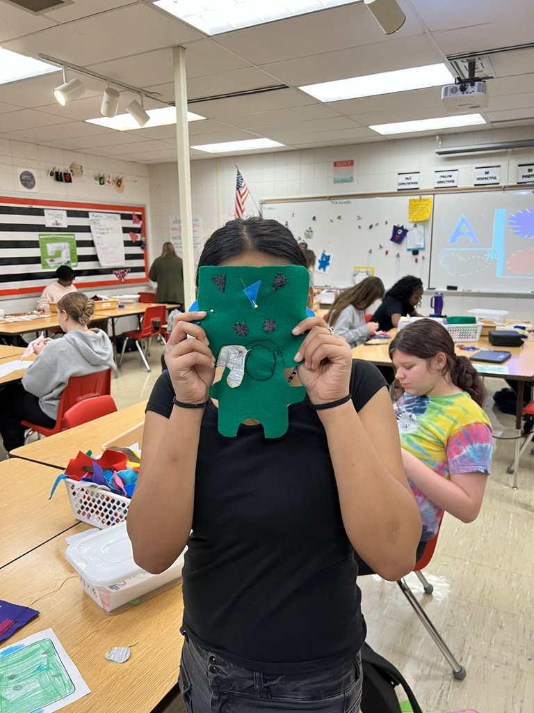 8th grade FACS students are hard at work using their hand sewing skills to make PSE kindergartners monsters come to life! 