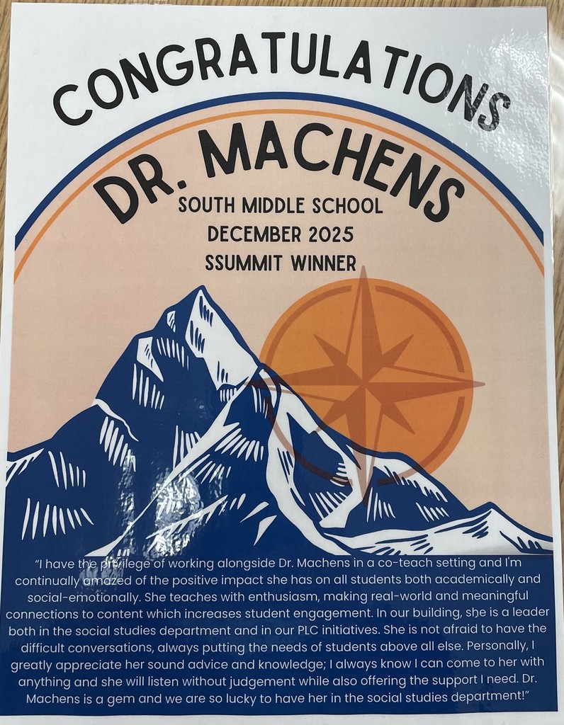 Congratulations to Dr. Machens for being the  Social Studies Summit winner. 
