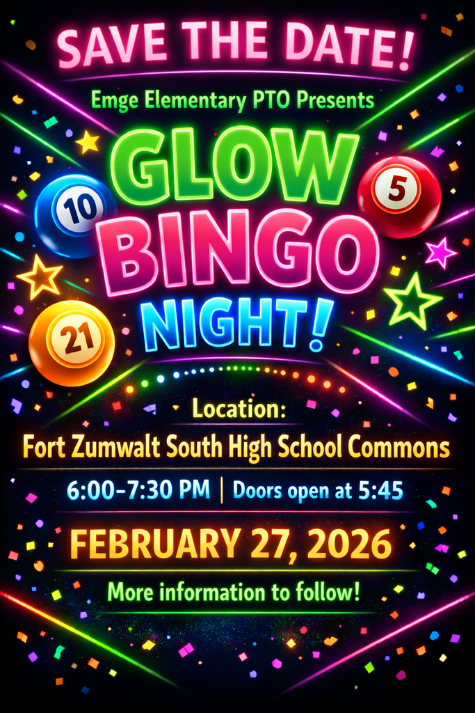 Emge PTO Glow Bingo Save the Date Feb 27