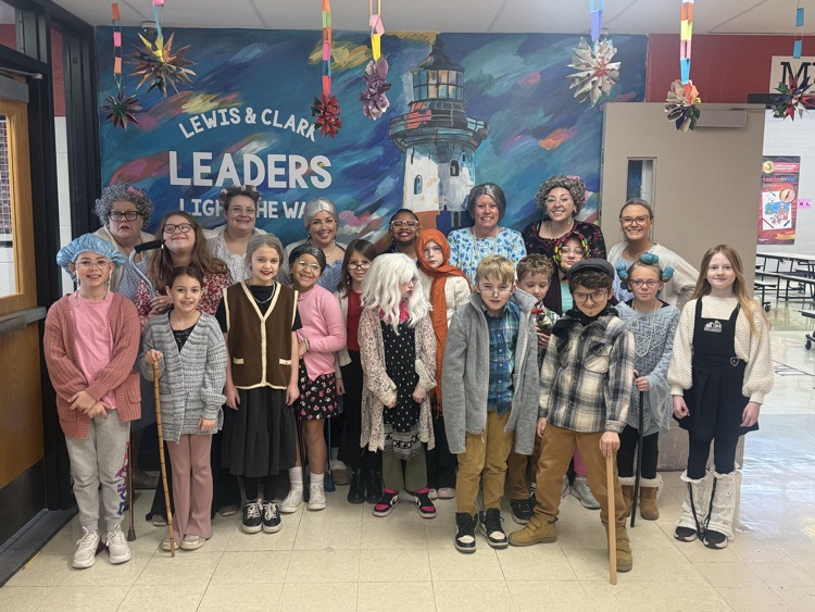 students and staff dressed like old ladies and men