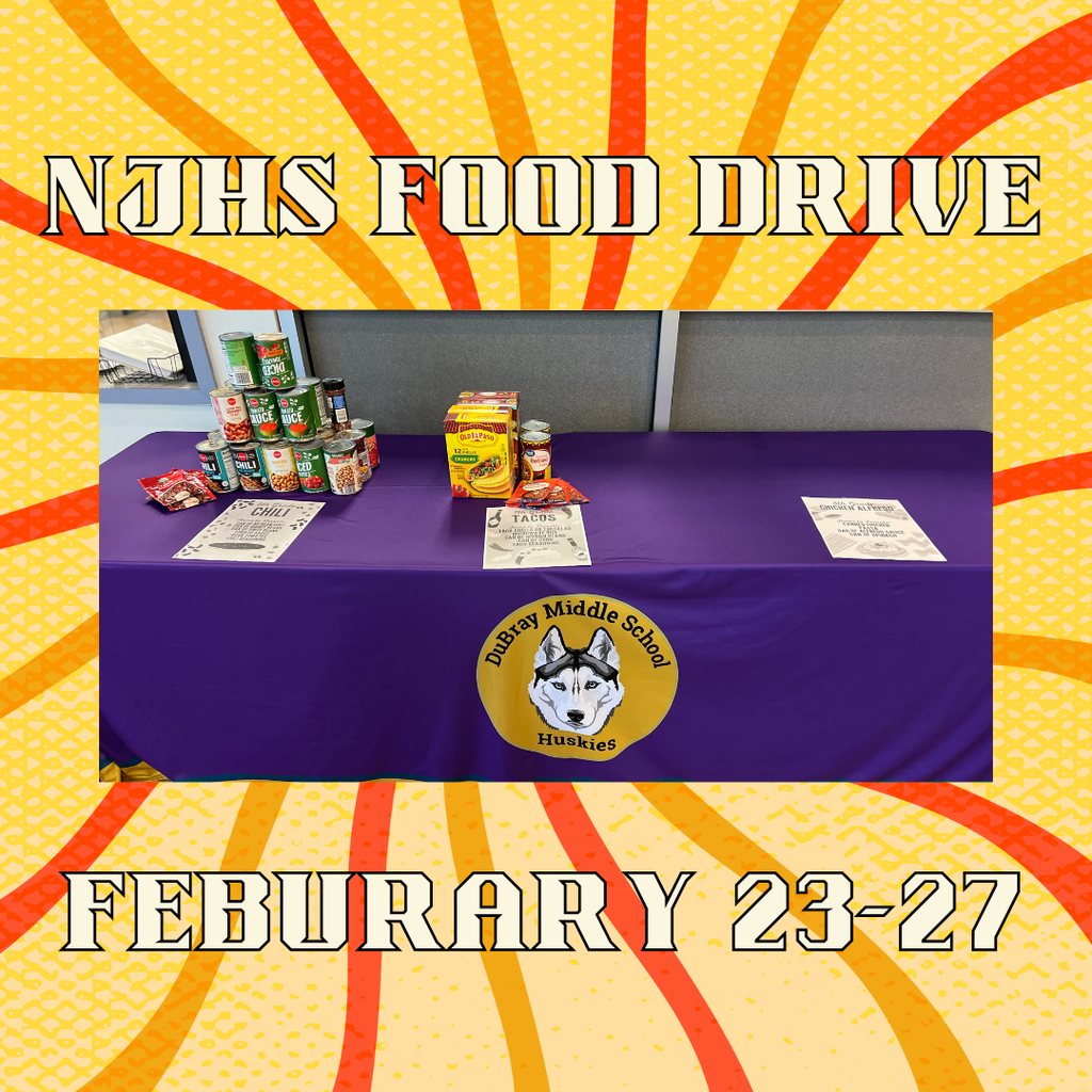 Picture of food dropped off for NJHS food drive which goes through Friday the 27th.