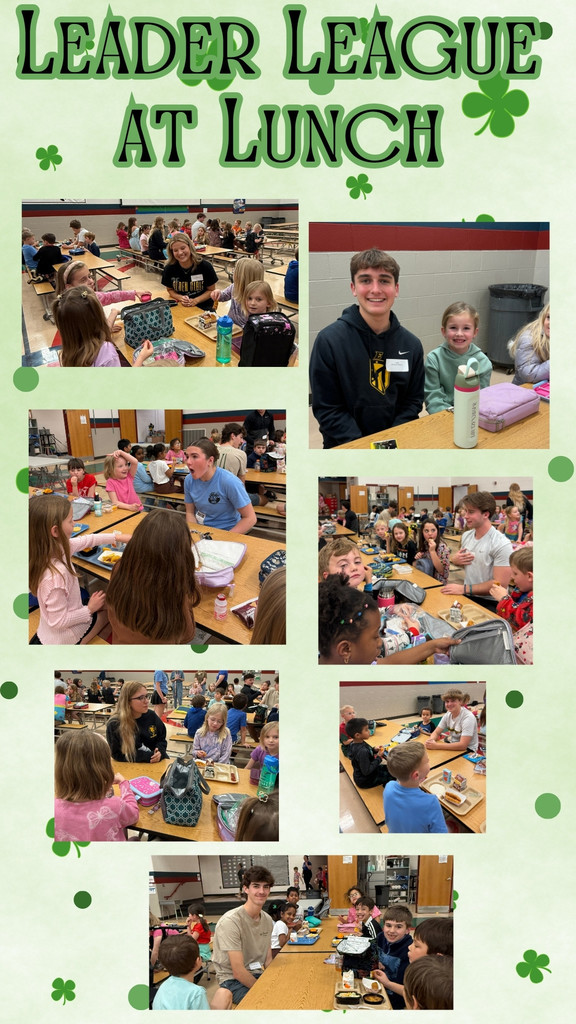 Leader League At Lunch. 7 images of leader league sitting with students 