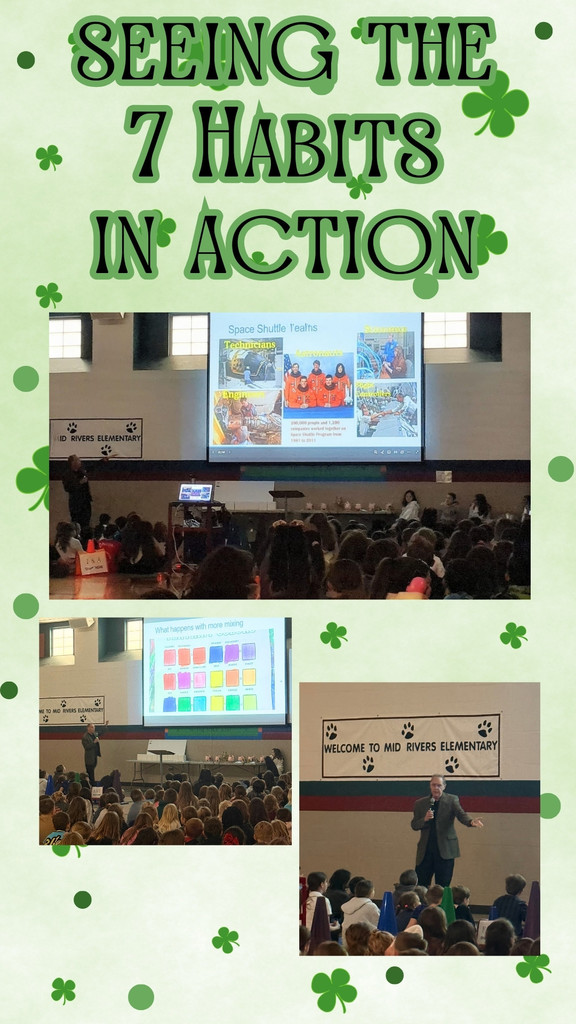 seeing the 7 habits in action. 3 images of guest speaker at school assembly 
