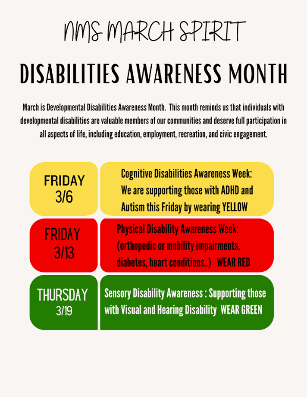 NMS March Spirit Disabilities Awareness Month