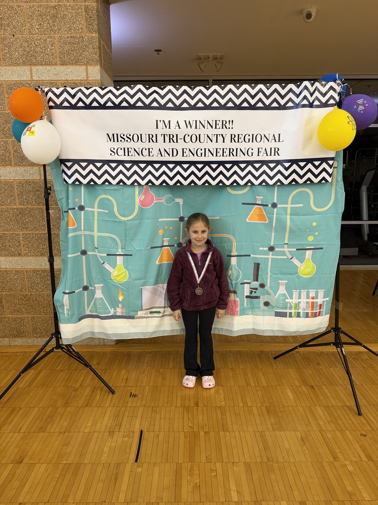 2 images of student with science fair project