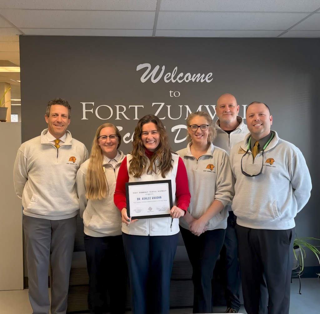 The East High Administration team pictured with Dr. Vaughn. Pictured from the left: Mr. Seth Wilber, Mrs. Shannon Fitzpatrick, Dr. Ashlee Vaughn, Ms. Faith Hullinger, Mr. Dave Wall, and Dr. Aaron Wright