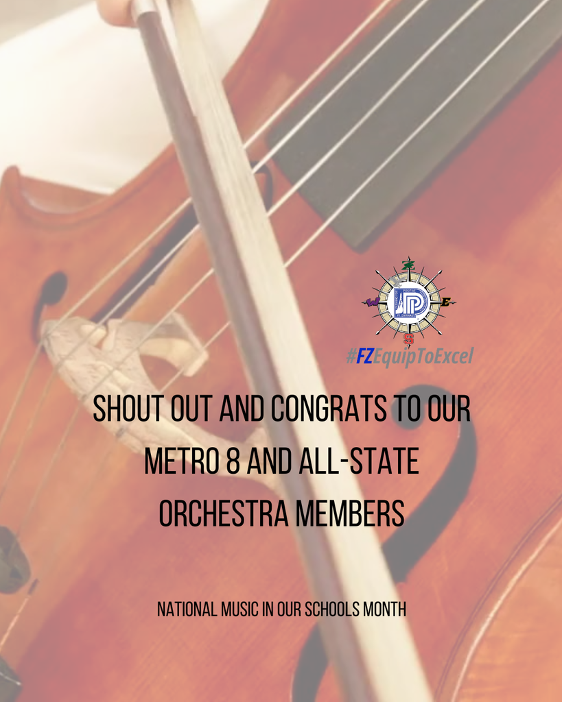 Cello behind words: Shout Out and Congrats to our Metro 8 & All-State Orchestra Members  