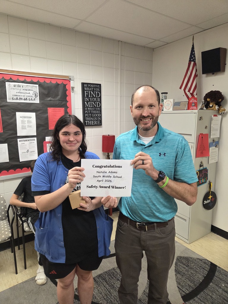 Natalie Adams with Mr. Devlin receiving the Safety Award!