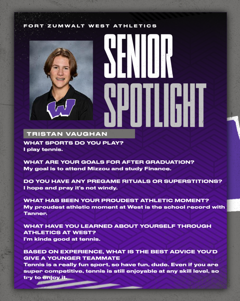Each day for the remainder of the school year, the Fort Zumwalt West school community will recognize the accomplishments and wisdom of our seniors as their graduation day approaches. 