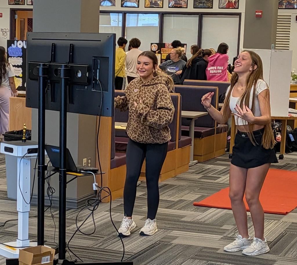 Today, the Fort Zumwalt West Project Lead the Way students offered a self-care symposium in the library. The goal of the event was to help attendees find ways to better care for their well-being.