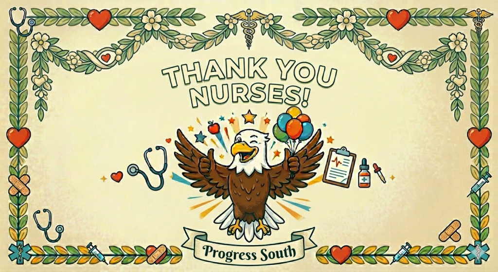 Thank you nurses eagle with medical supplies progress south