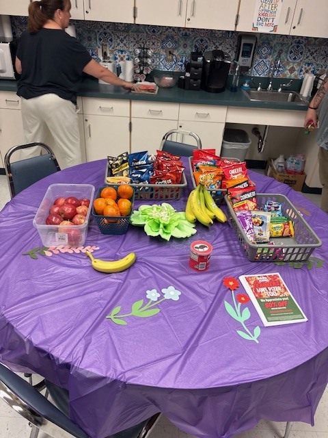 treats on tables in the workroom