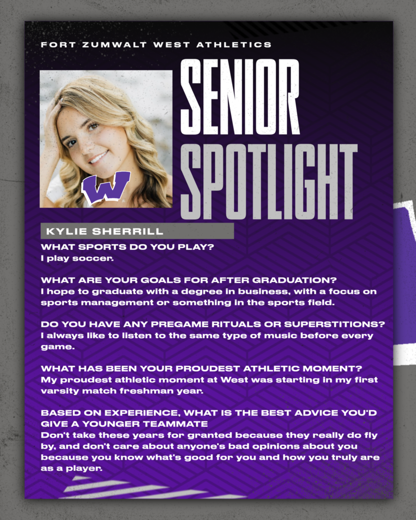 Each day for the remainder of the school year, the Fort Zumwalt West school community will recognize the accomplishments and wisdom of our seniors as their graduation day approaches. 
