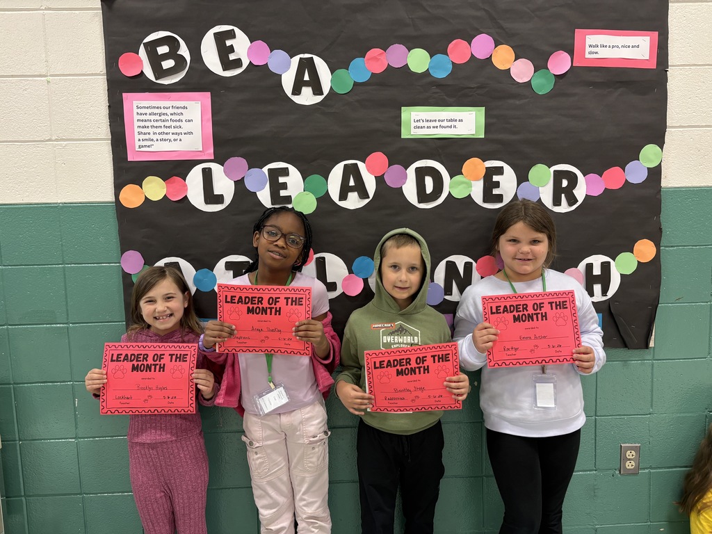 2nd Grade students with their Leader of the Month Awards