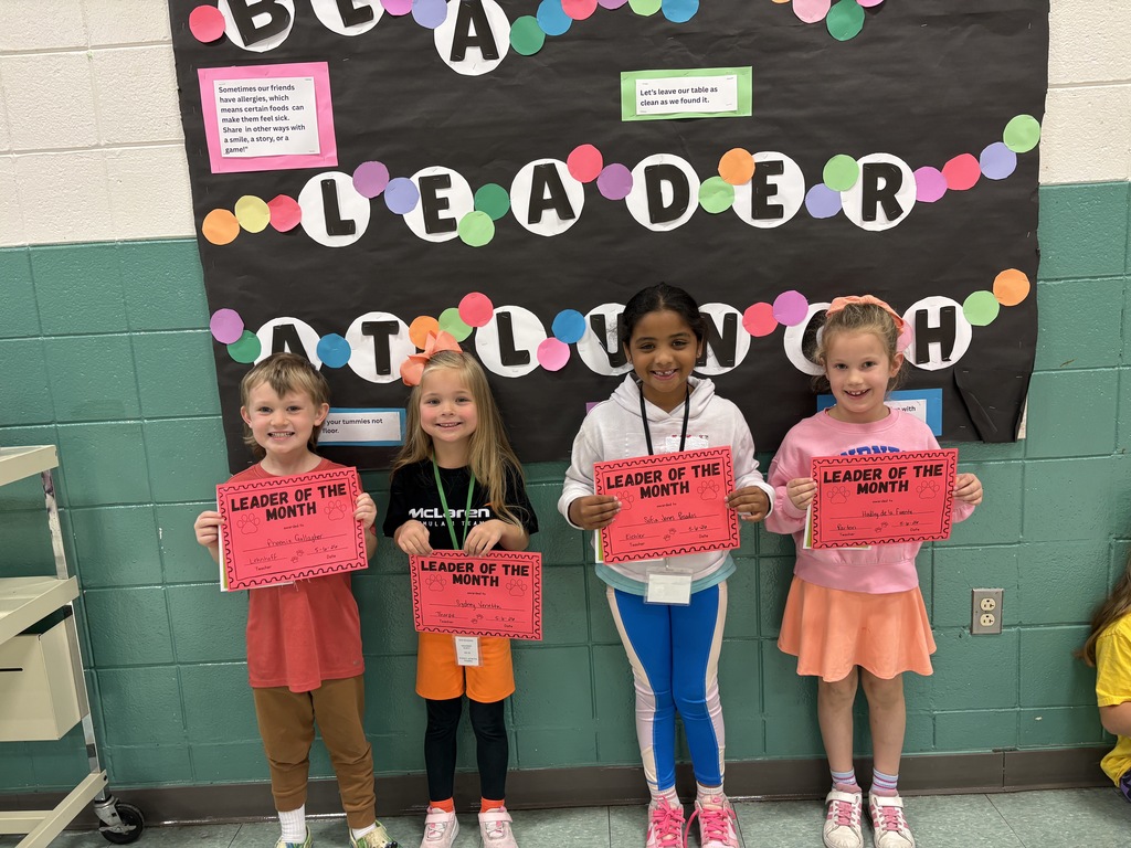 Kindergarten students with their Leader of the Month Awards