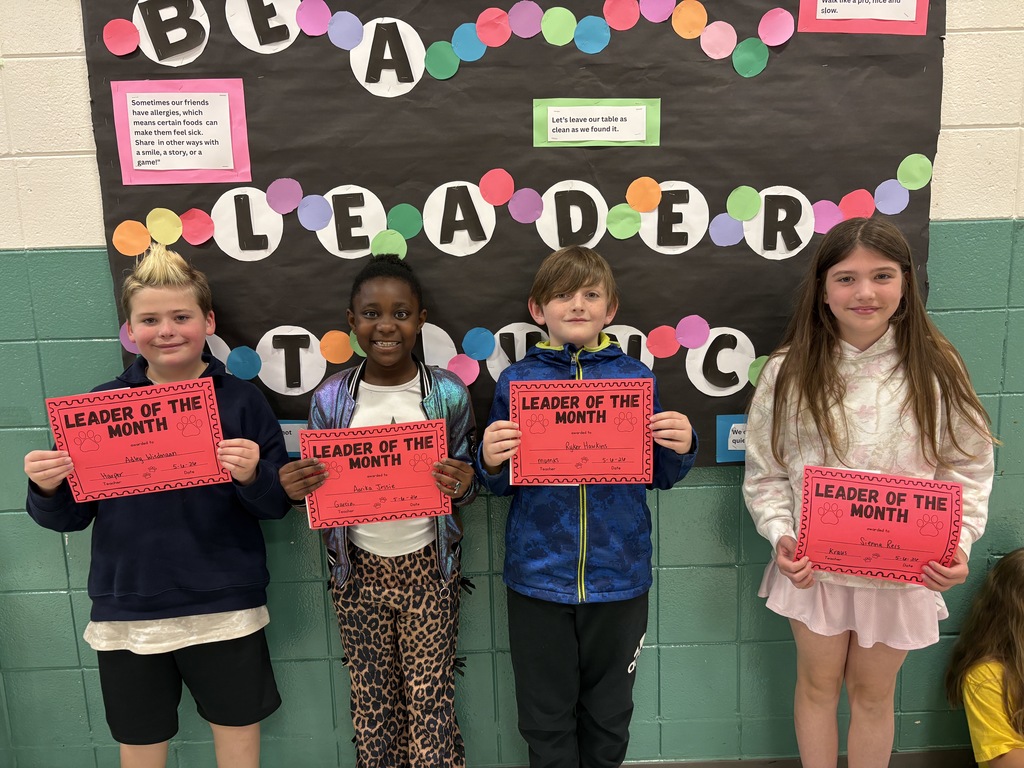 3rd Grade students with their Leader of the Month Awards