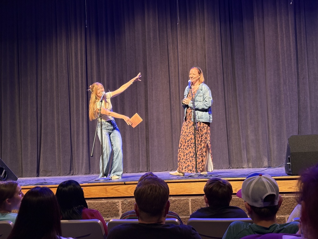 Ms. Sind and Mrs. Bedford with their introduction to the Talent Show
