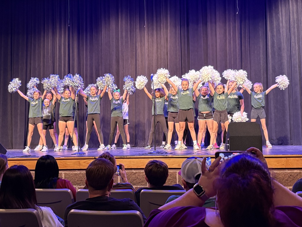 3rd grade Huskettes performing with poms
