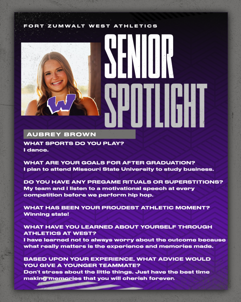 Each day for the remainder of the school year, the Fort Zumwalt West school community will recognize the accomplishments and wisdom of our seniors as their graduation day approaches.