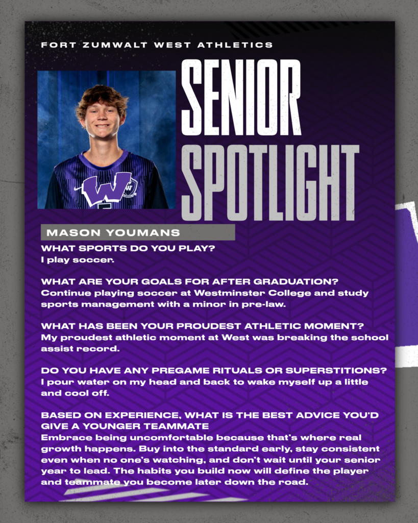 Each day for the remainder of the school year, the Fort Zumwalt West school community will recognize the accomplishments and wisdom of our seniors as their graduation day approaches.