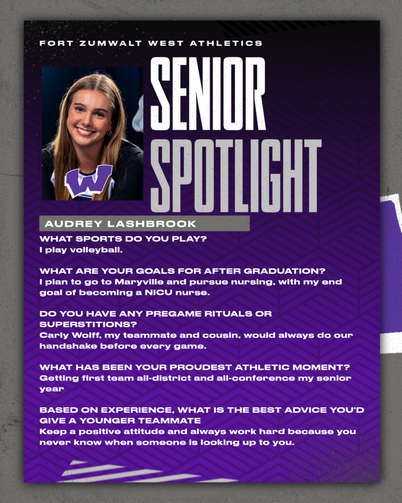Each day for the remainder of the school year, the Fort Zumwalt West school community will recognize the accomplishments and wisdom of our seniors as their graduation day approaches.