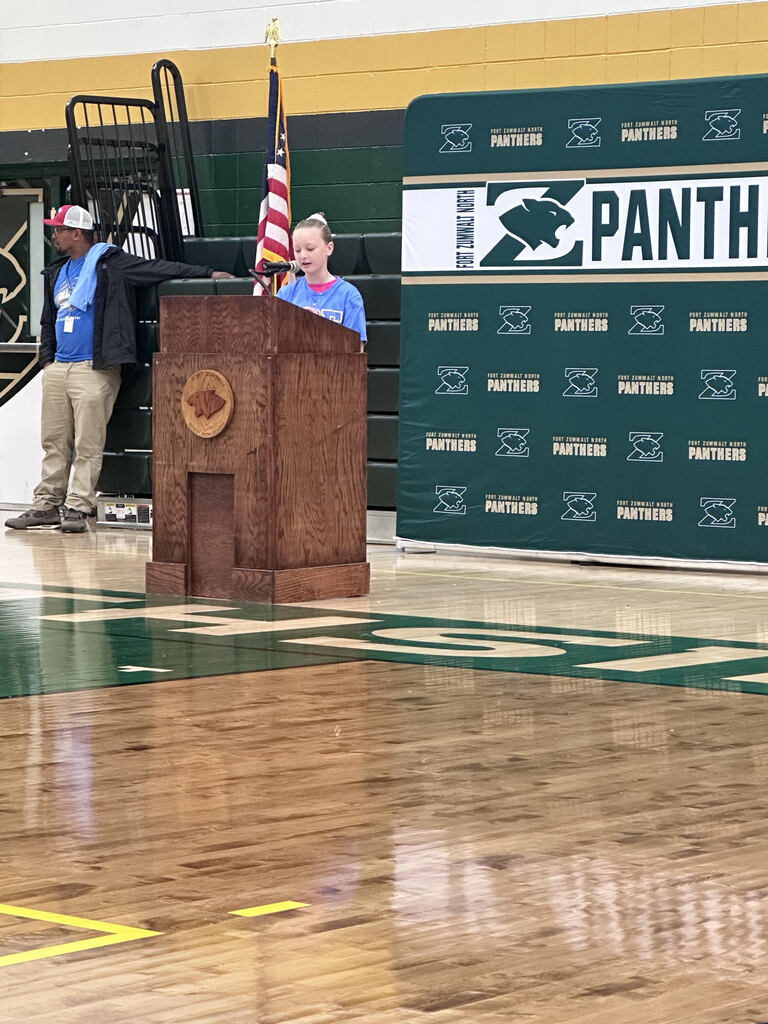 FPE Student Speaking at Pep Rally