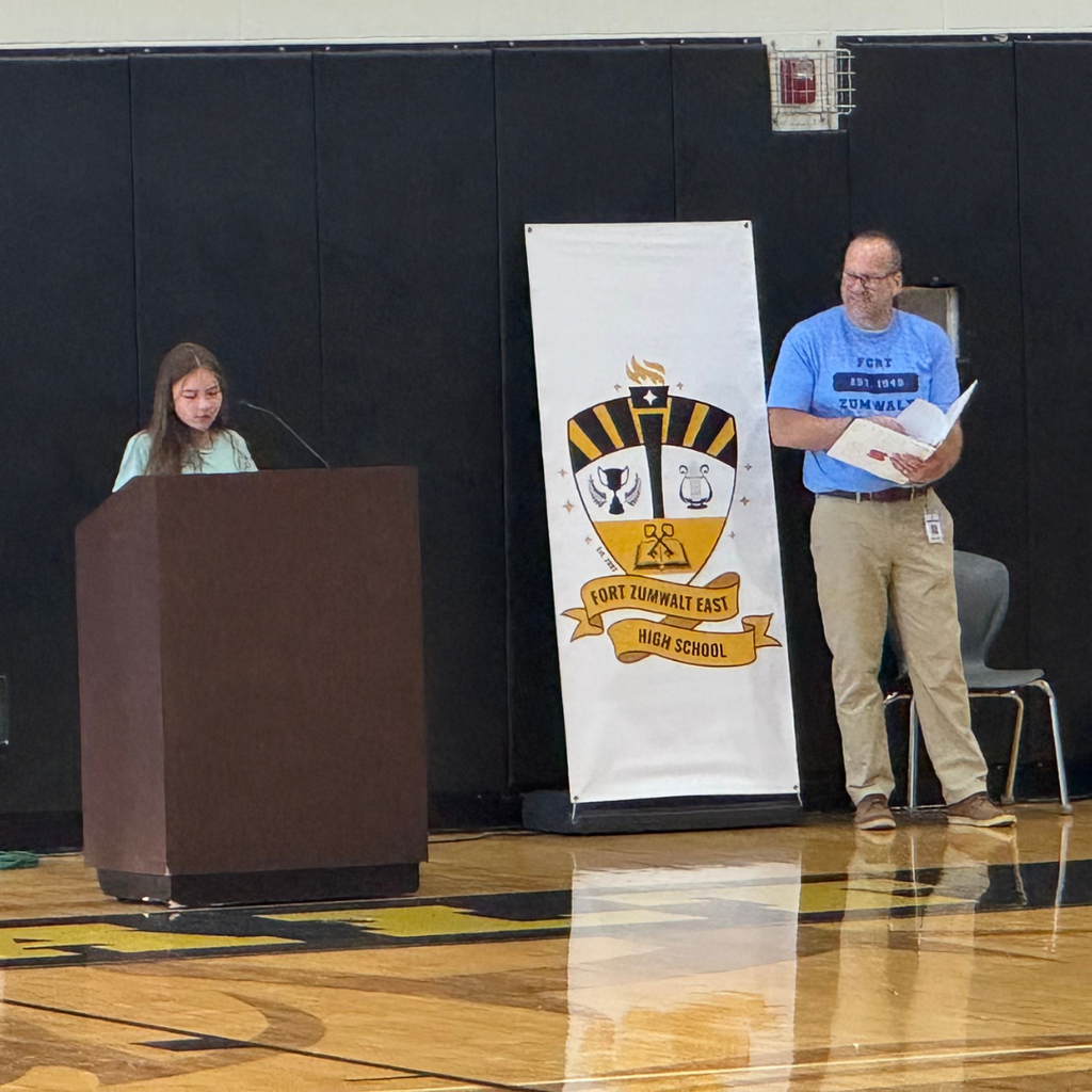 Student speaker at pep rally