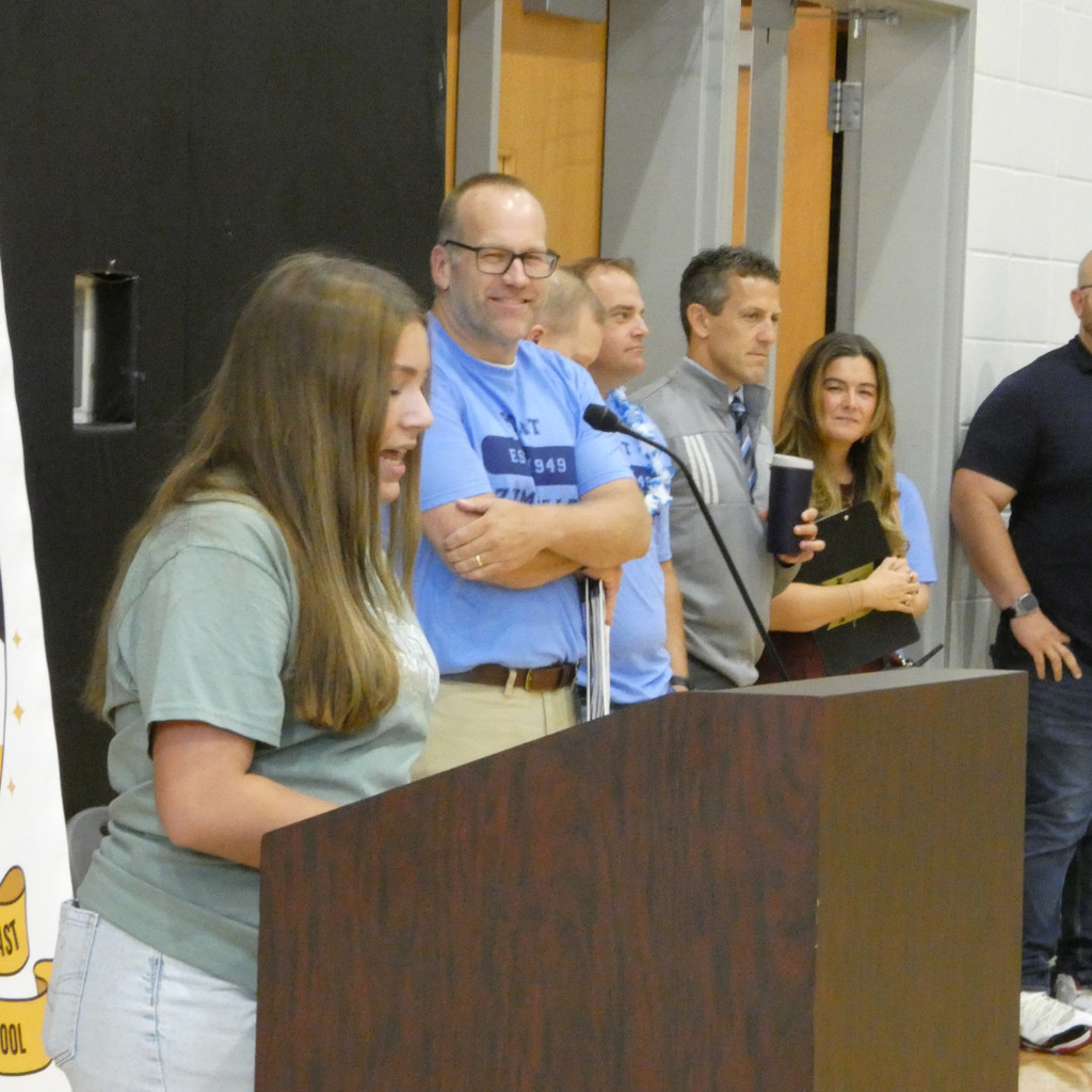 Student speaker at pep rally