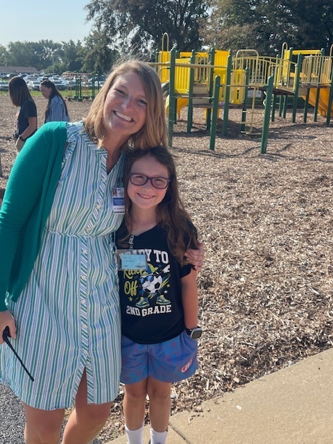Dr. Gruntman and a 2nd grade student. 