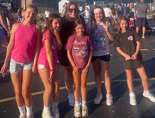 5th grade girls with Dr. Merideth at the Back to School Bash