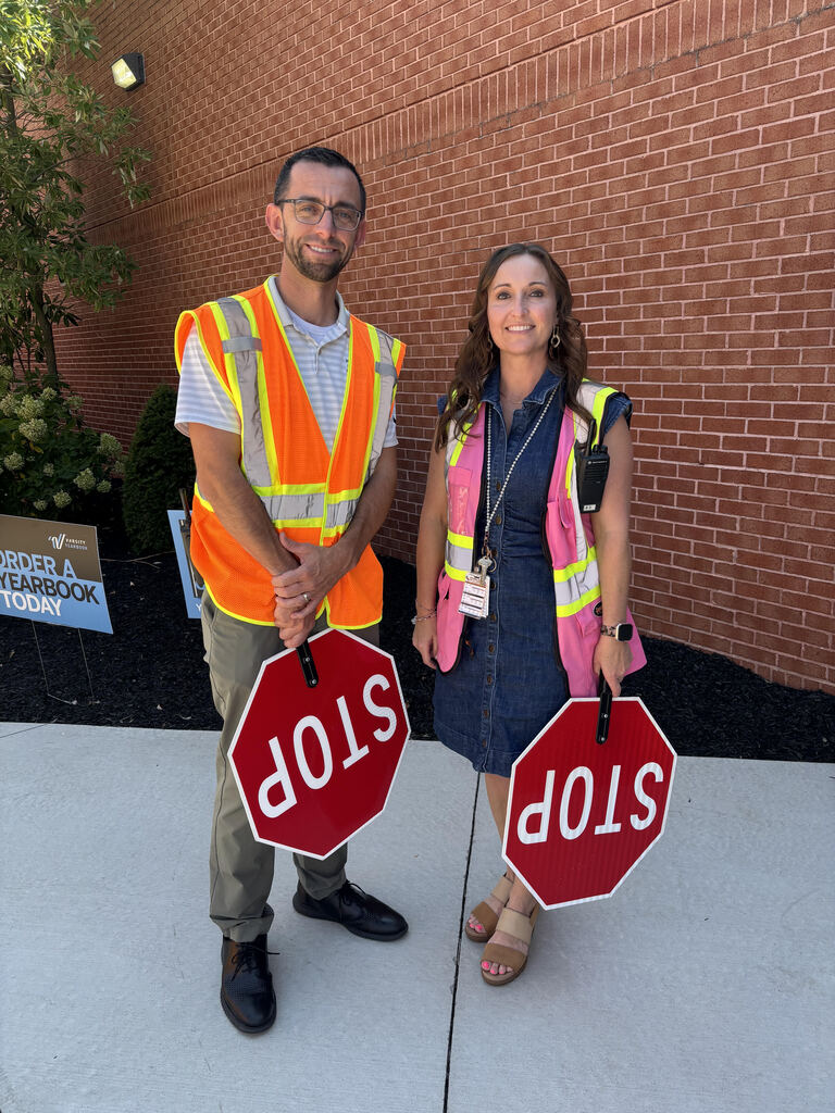 Safety first at SMS! 🦺 Keep an eye out for Dr. Buschman and Mrs. Riney as they take their traffic directing duties very seriously! Please slow down, be patient, and help us keep dismissal safe for all of our Mustangs! ❤️🖤