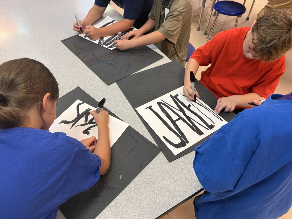 students working on art project