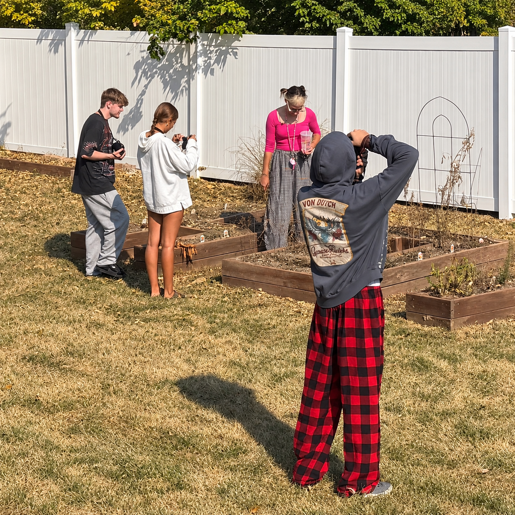Students taking photos of moving objects