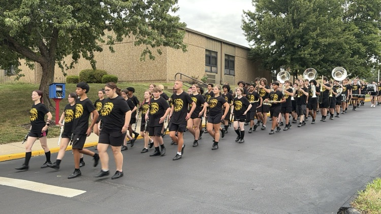 marching band leading the parade