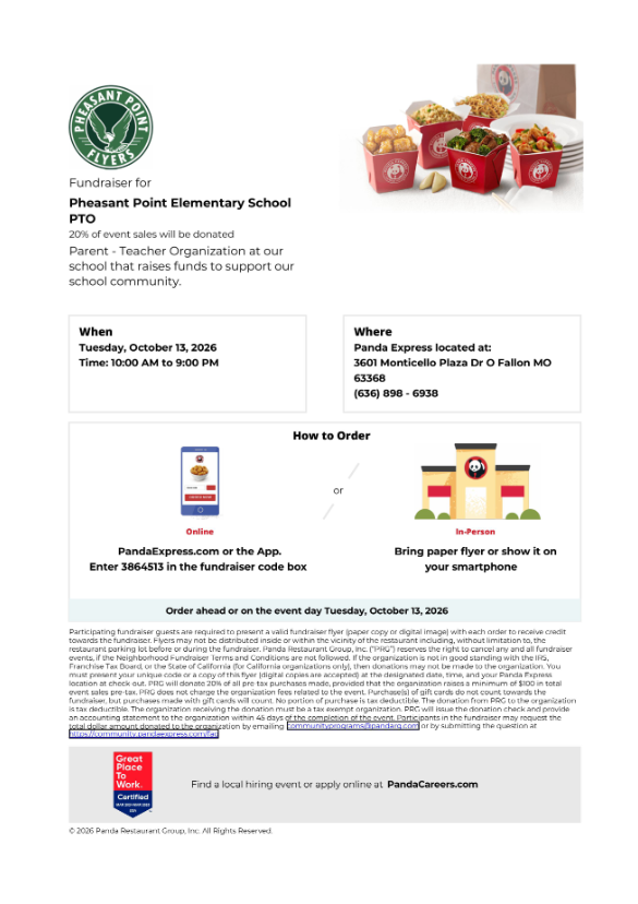 Panda Express Dine to Donate
