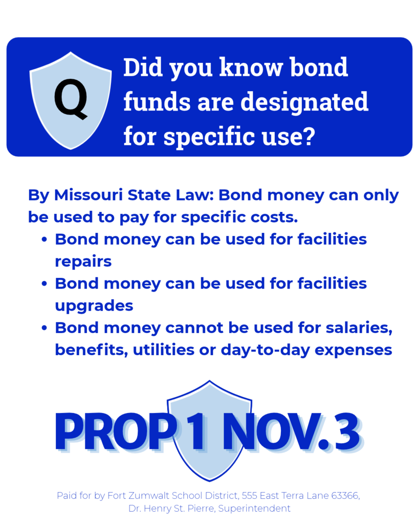 By law, bond money cannot be used for salaries or benefits