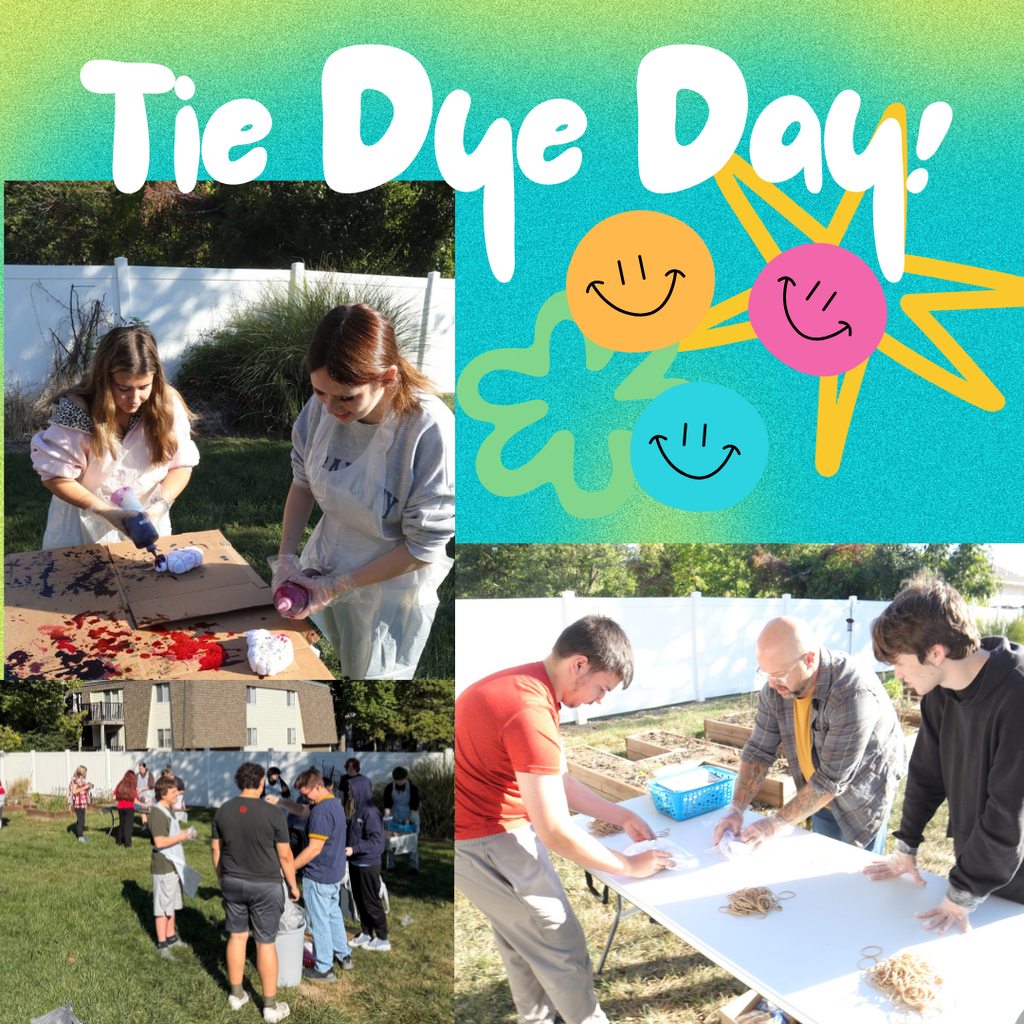 students participating in tie-dying their shirts 
