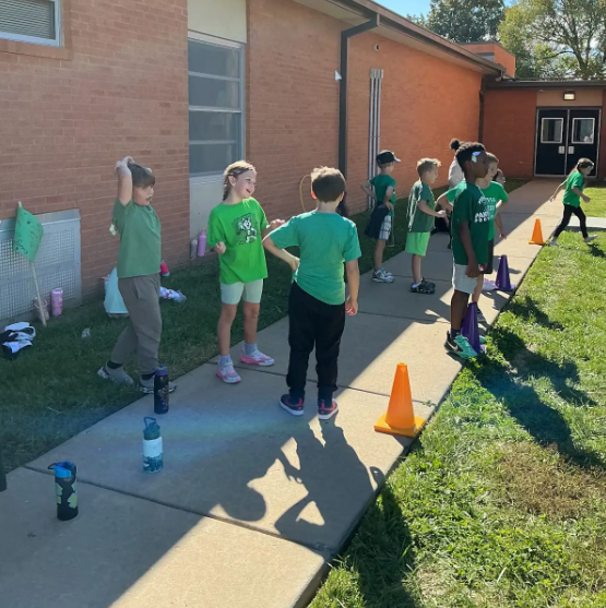 Students participating in Olympic activities.