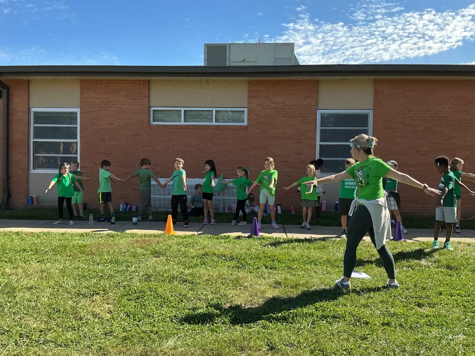 Students participating in Olympic activities.