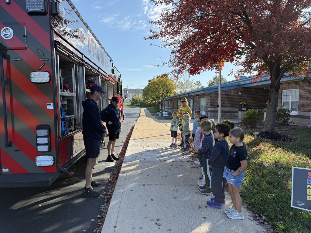 Kindergarten with the fire truck
