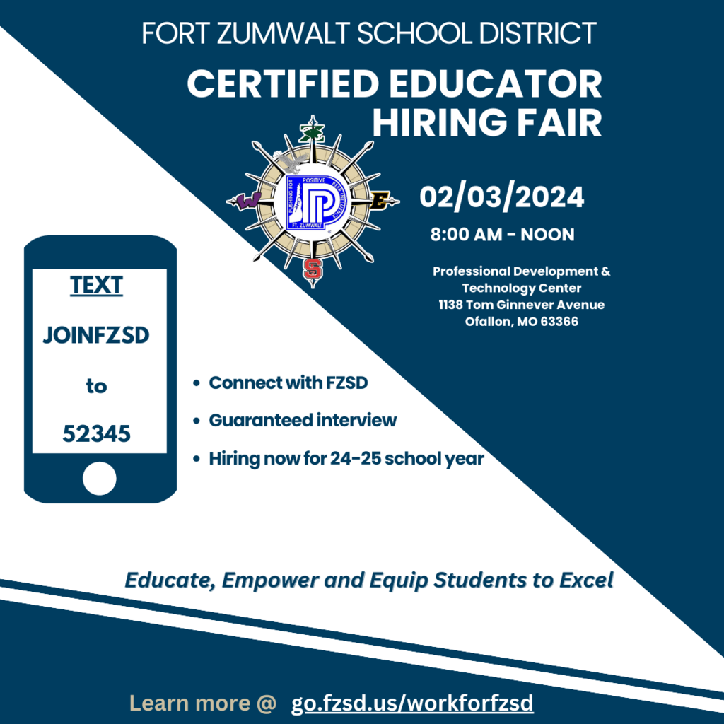 Join us at our upcoming hiring fair on Saturday, Feb. 3rd. Text JOINFZSD to 52345 and reserve your interview spot.