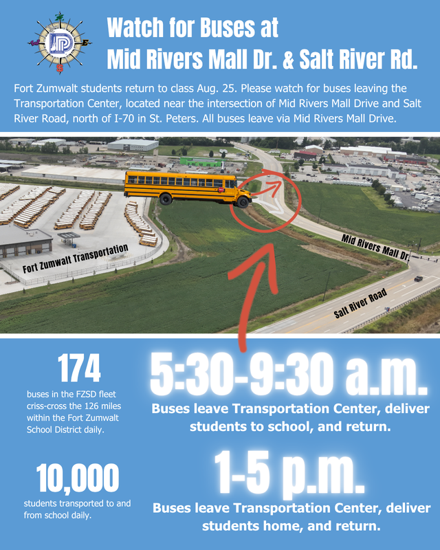 Map illustrates bus traffic leaving Transpotration Center
