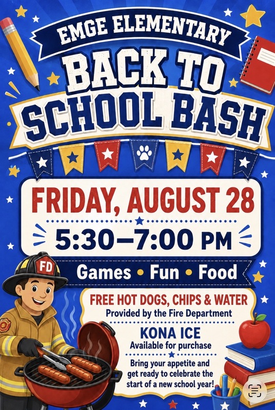 Emge Back to School Bash Friday August 28 from 5:30-7:oo PM