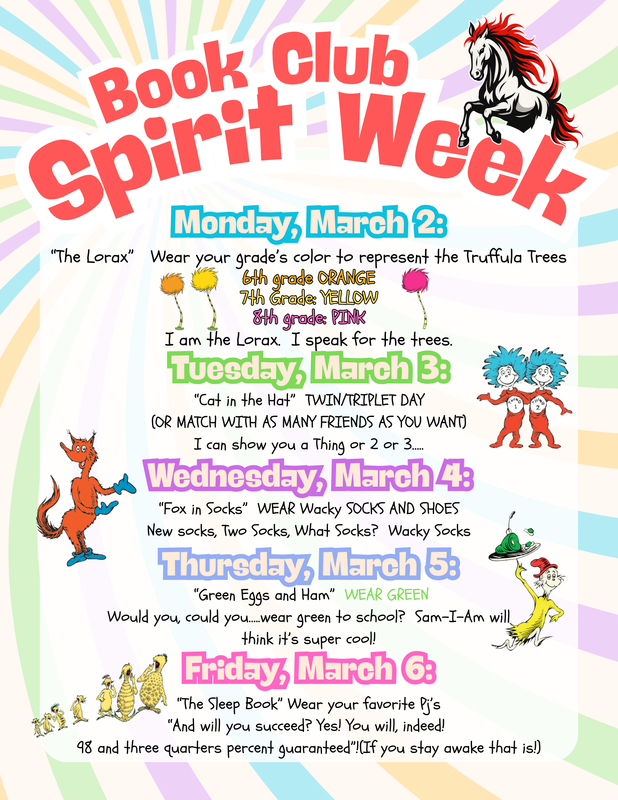 Book club spirit week March 2-March 5