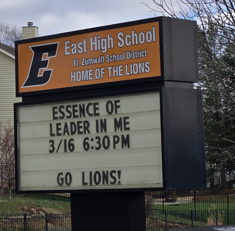 Fort Zumwalt East Marquee with ceremony date and time