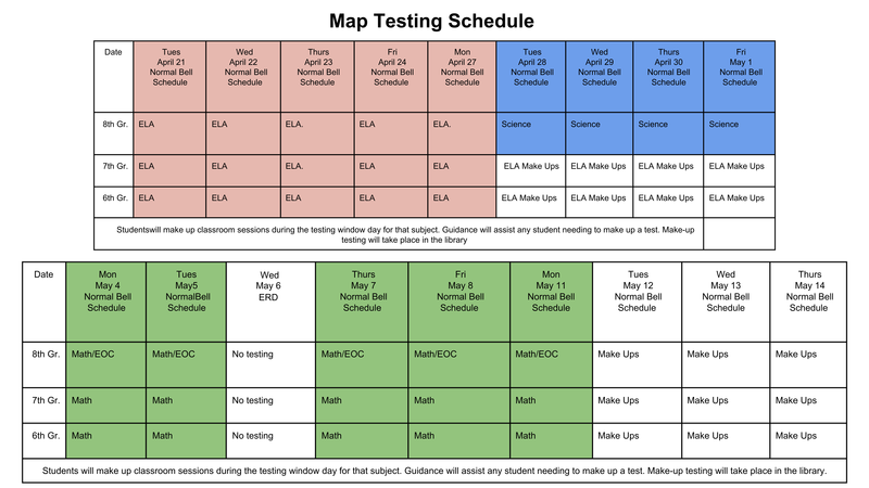 MAP Testing Schedule
