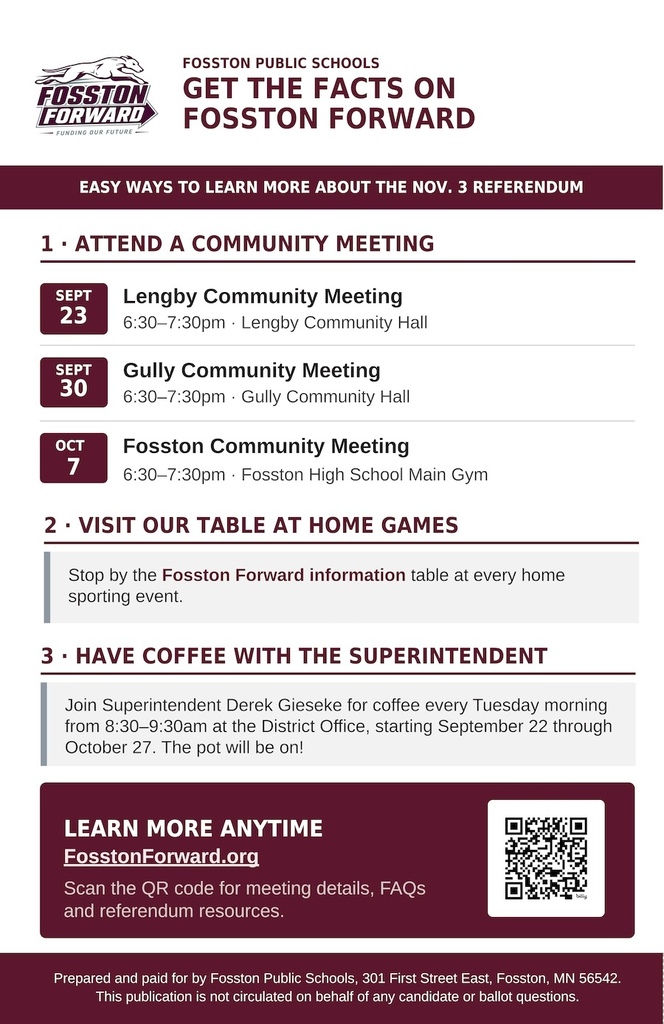 Fosston Forward upcoming events
